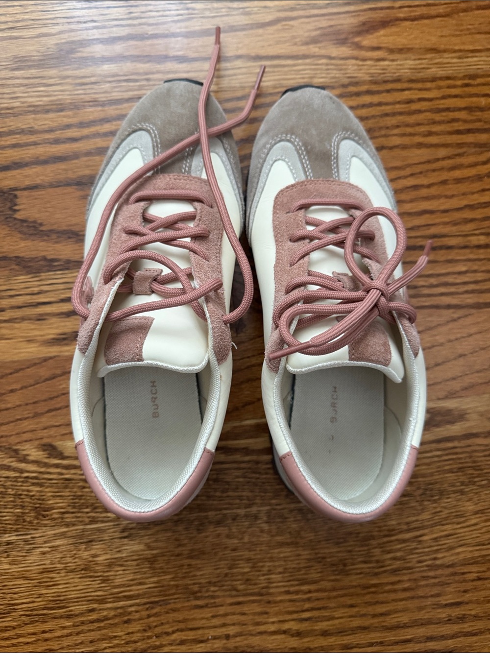 Tory Burch vintage Cream and Dusty Rose Mixed-Material Sneakers - Picture 2 of 10